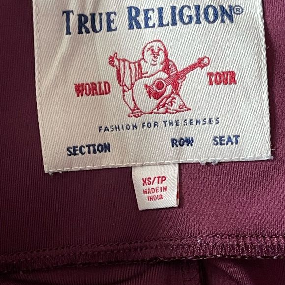 𝅺TRUE religion purple wide band mesh leggings size XS - Picture 5 of 11